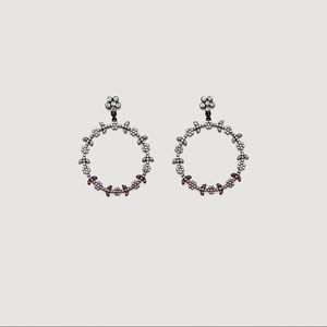 NWT Mango Faceted Crystal Hoop Earrings